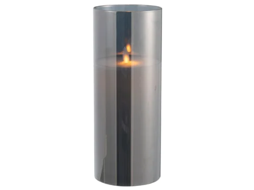 Ledlamp Gidone Glas, grote grijs glazen cilinder met warm LED-licht en stijlvolle uitstraling