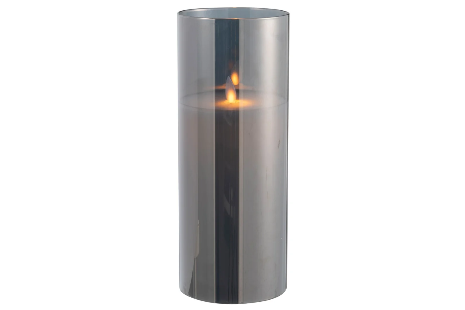 Ledlamp Gidone Glas, grote grijs glazen cilinder met warm LED-licht en stijlvolle uitstraling