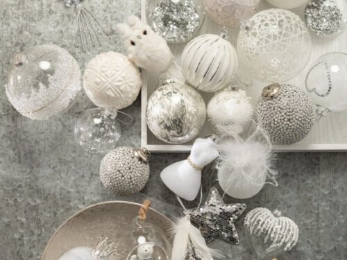 Kerstballen Faanel Glas Zilver met mozaïeklook en fijne ijzerdetails voor een feestelijke glans