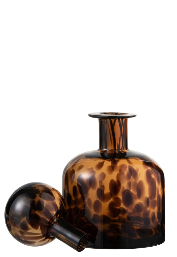Decoratie Kessas glas bruin met zwart, abstract vormgegeven woonaccessoire van 100% glas