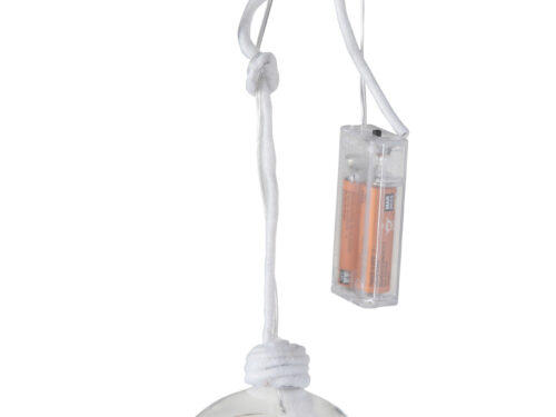 Kerstballen Boreas Glas Wit met LED, transparante accenten en ophangkoord, stijlvol kerstornament