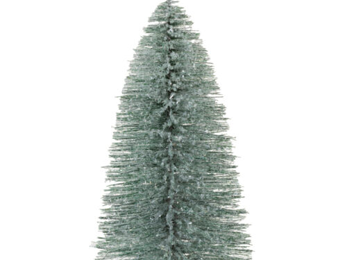 Stoosine kunststof kerstboom groen met glitterafwerking en houten voet, compact 38 cm hoog