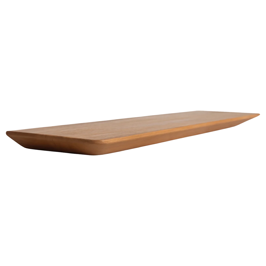 Wandplank Phoebe Teak van natuurlijk teakhout, slank en compact met warme houtnerf