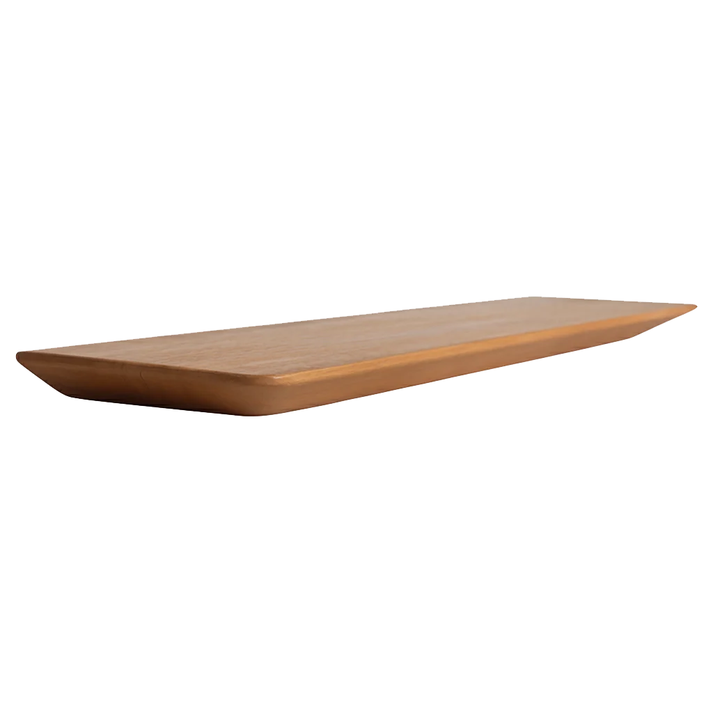 Wandplank Goorira Teak van massief teakhout met zwevend design en warme, tijdloze uitstraling