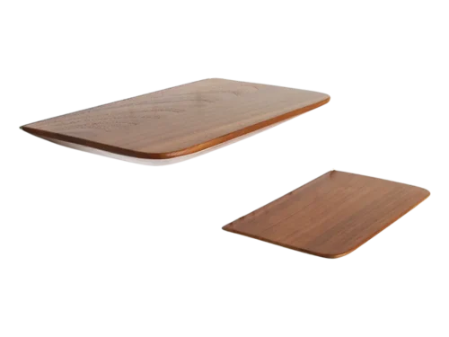 Wandplank Kaurmira teak, set van 2 zwevende wandplanken in natuurlijke houtkleur