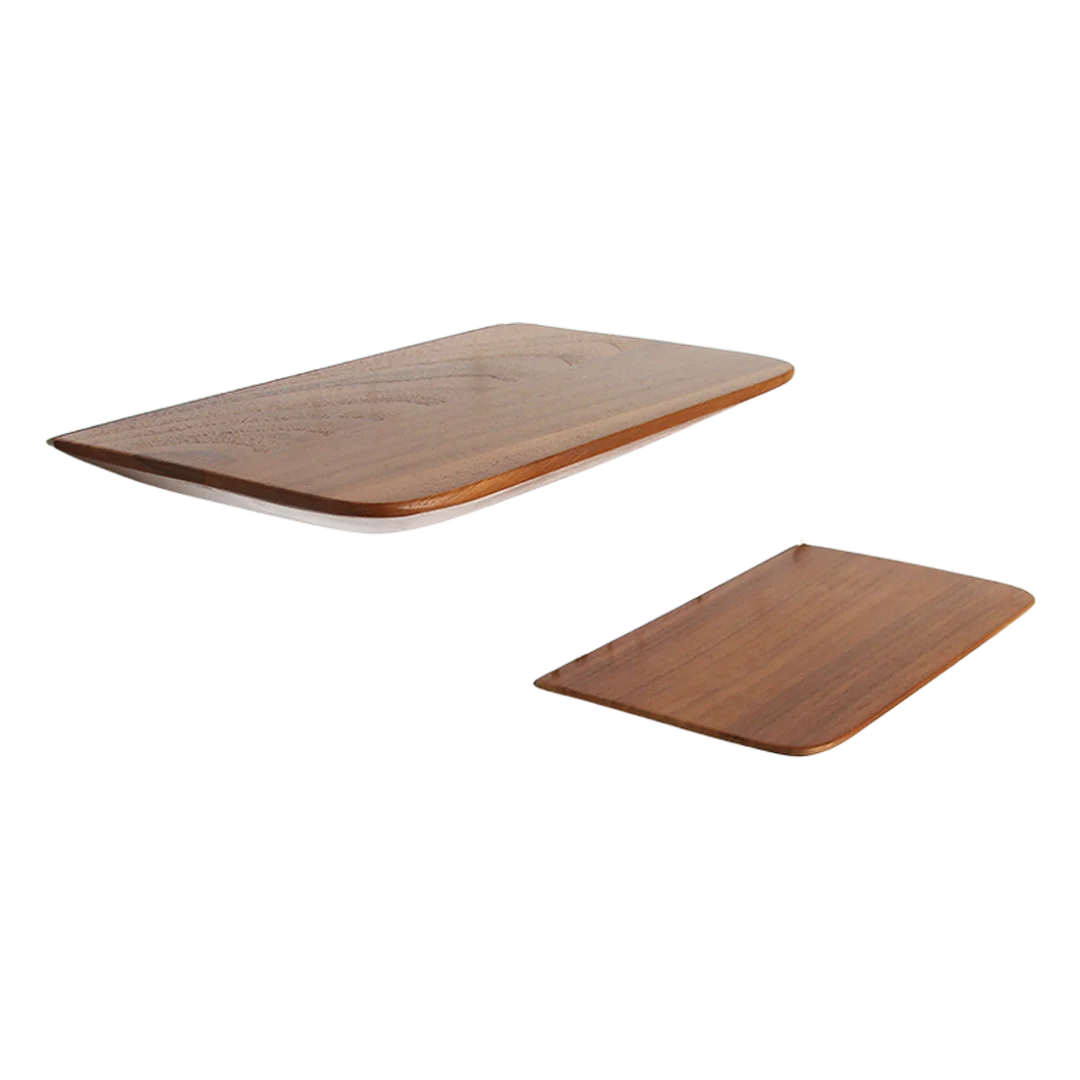 Wandplank Kaurmira teak, set van 2 zwevende wandplanken in natuurlijke houtkleur
