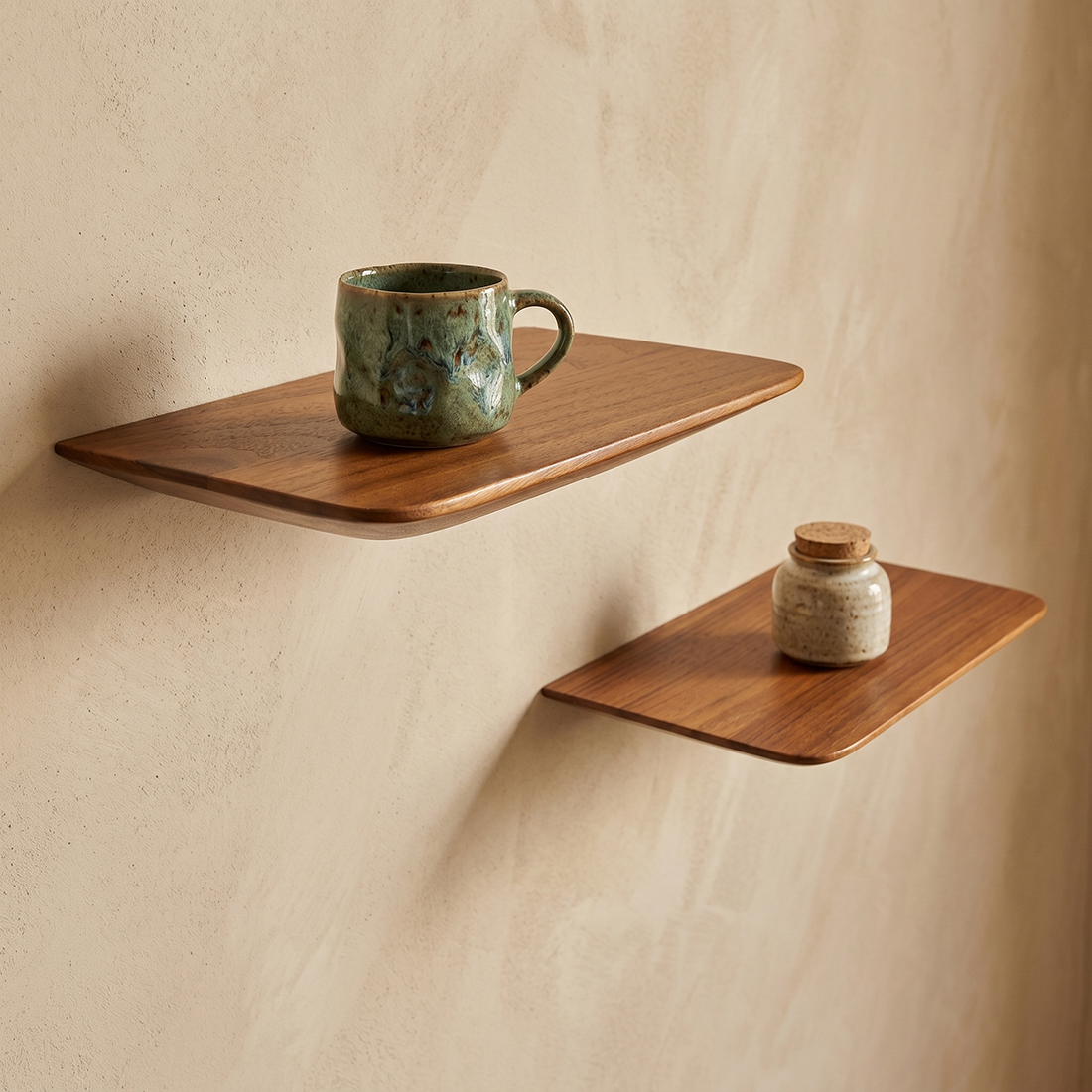 Wandplank Kaurmira Teak - Set van 2 - Afbeelding 2