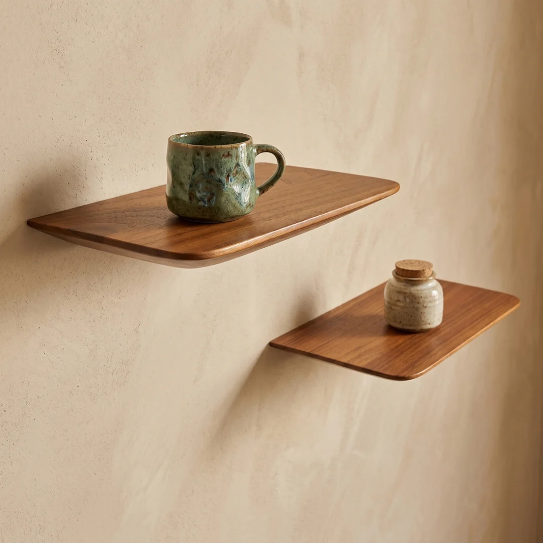 Wandplank Kaurmira Teak - Set van 2 - Afbeelding 2