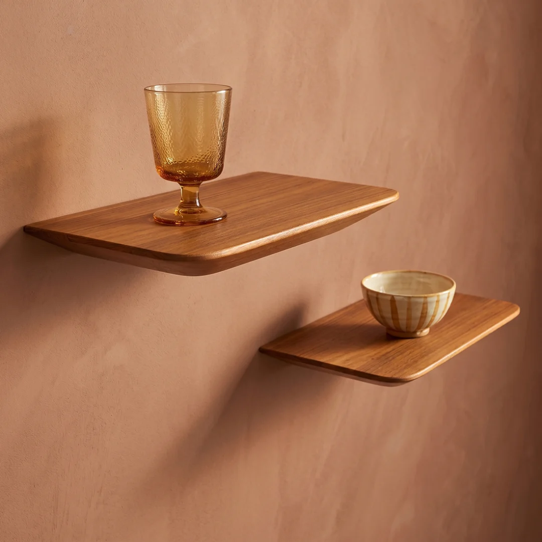 Wandplank Kaurmira Teak - Set van 2 - Afbeelding 6