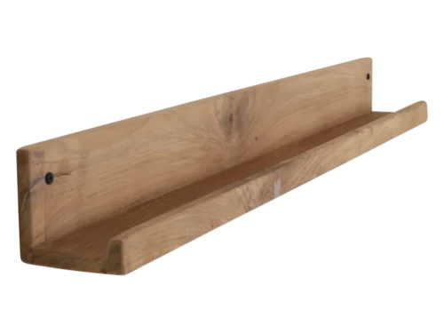 Wandplank Nientano Teak van gerecycled hout met opstaande rand in natuurlijke kleur