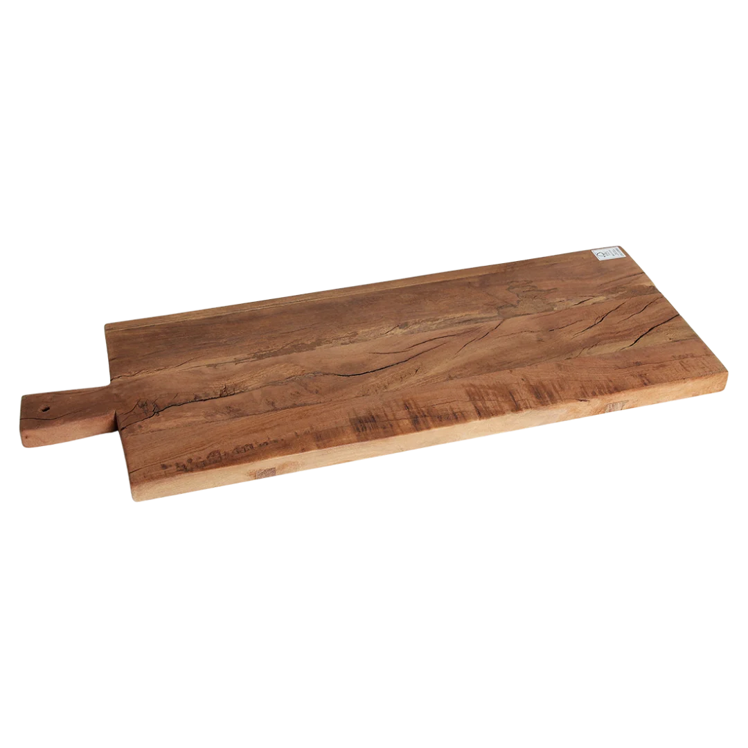 Serveerplank Sarnino Hout Bruin met handgreep, zichtbare nerf en doorleefde structuur