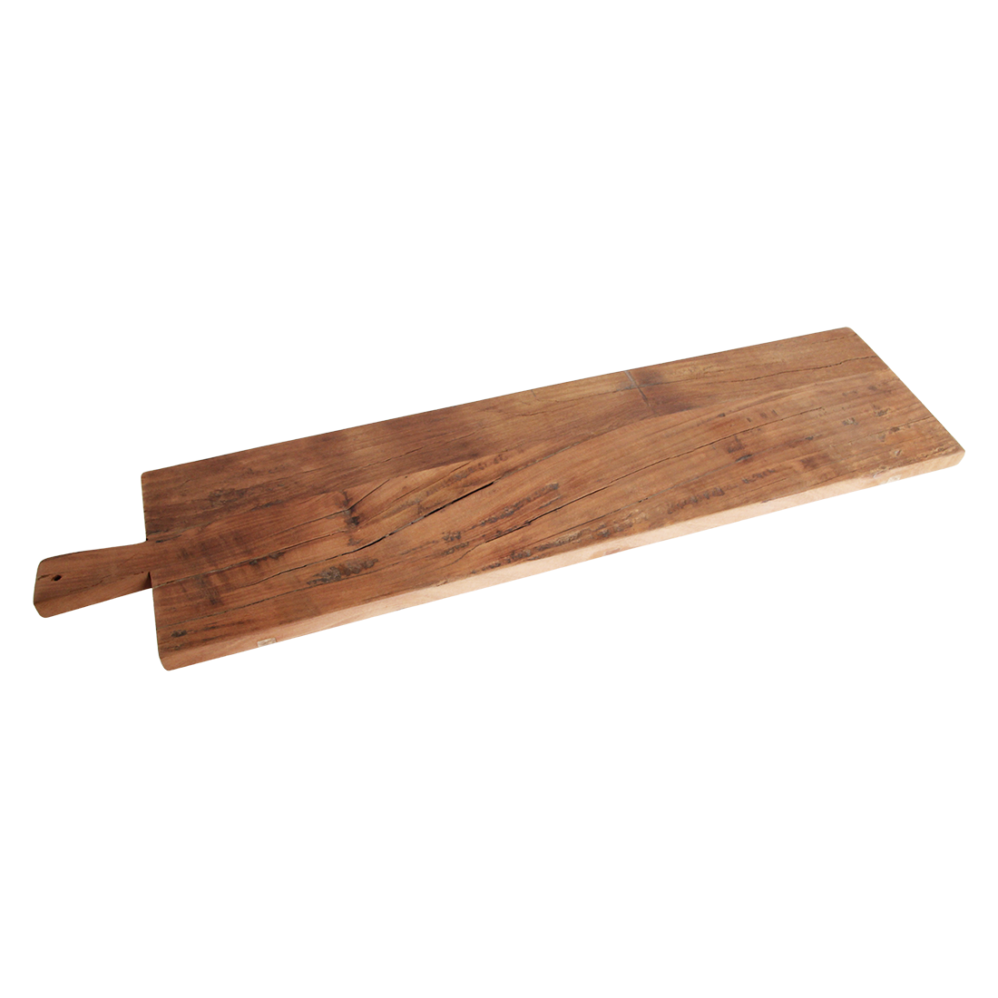 Serveerplank Stockholm van bruin FSC-gerecycled hout, met doorleefde look en zichtbare noesten