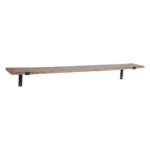 Wandplank Tuskora Hout van gerecycled hout, bruine wandplank met slank design en zwarte metalen steunen
