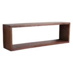 Wandplank Praunnar van bruin gerecycled hout, open wandbox met stoere, rustieke uitstraling, 70 x 15 x 22 cm