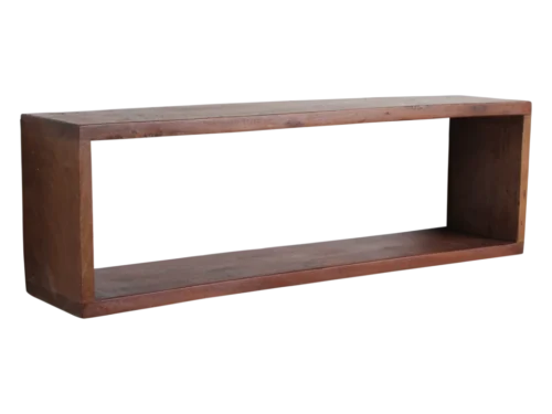 Wandplank Praunnar van bruin gerecycled hout, open wandbox met stoere, rustieke uitstraling, 70 x 15 x 22 cm