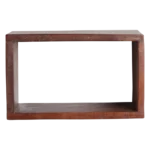Wandplank Vooltino Hout 22 cm, bruin gerecycled hout met open rechthoekig ontwerp और natuurlijke nerf