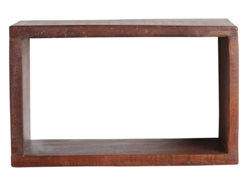 Wandplank Vooltino Hout 22 cm, bruin gerecycled hout met open rechthoekig ontwerp और natuurlijke nerf