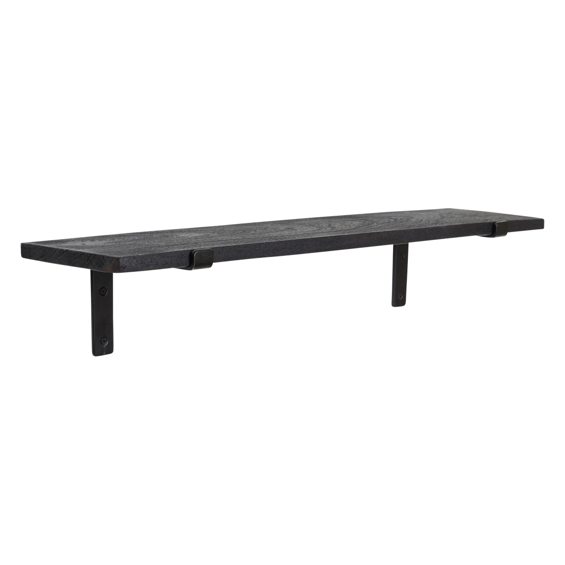 Neirmesta wandplank van bruin gerecycled hout met stoere metalen beugels, 22 cm diep