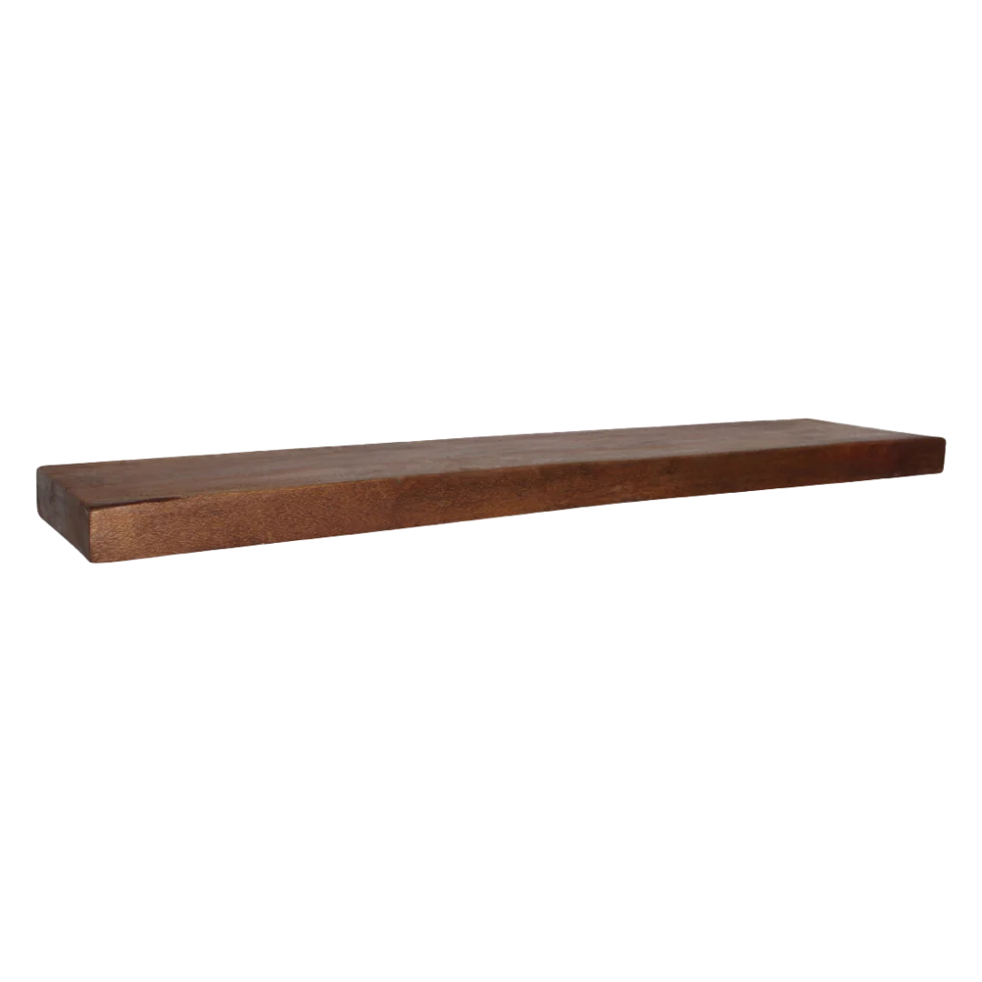 Wandplank Klierdane Hout van gerecycled hout, bruin, zwevend ontwerp met robuuste patina uitstraling