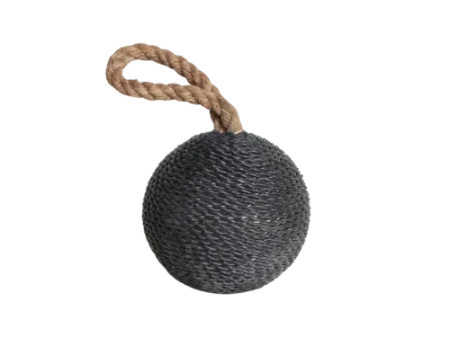 Heemmar bruine steen deurstopper met stevig touwhandvat en natuurlijke, stoere uitstraling