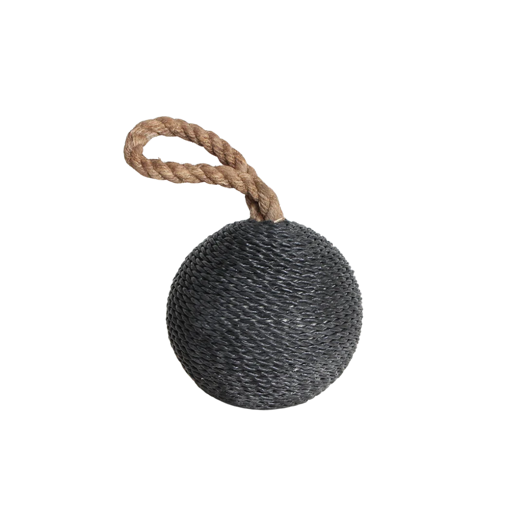 Heemmar bruine steen deurstopper met stevig touwhandvat en natuurlijke, stoere uitstraling
