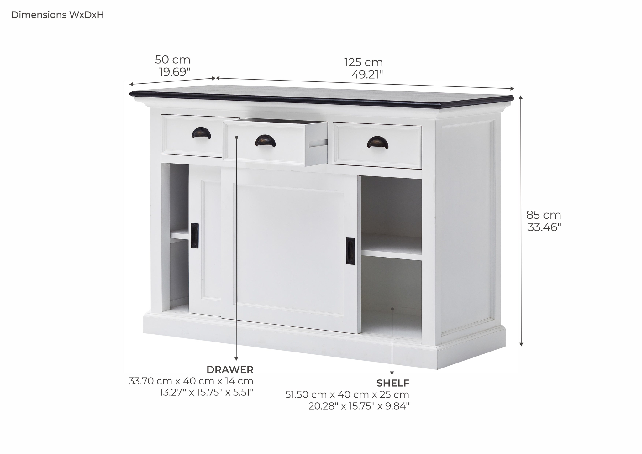 Dressoir Zeellar Wit 125 cm - Afbeelding 12