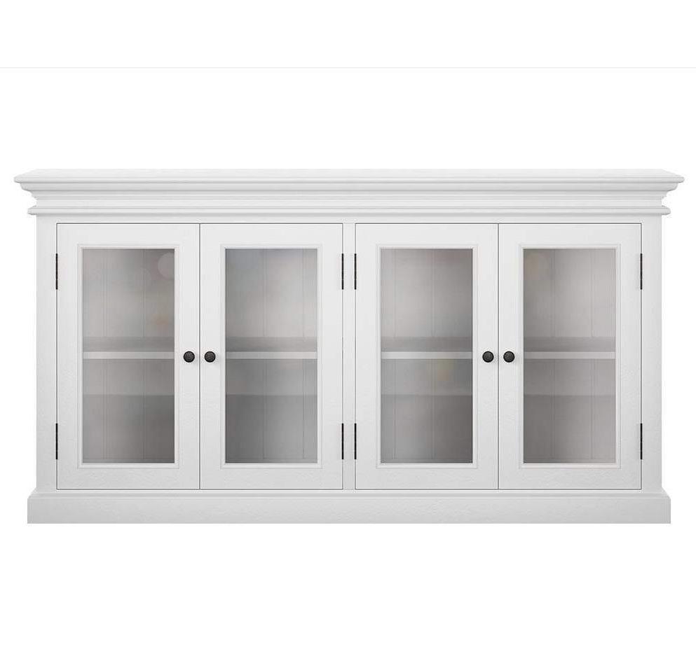 Dressoir Pilvak Wit 163 cm met 4 glazen deuren en ruime opbergruimte in strak MDF-design