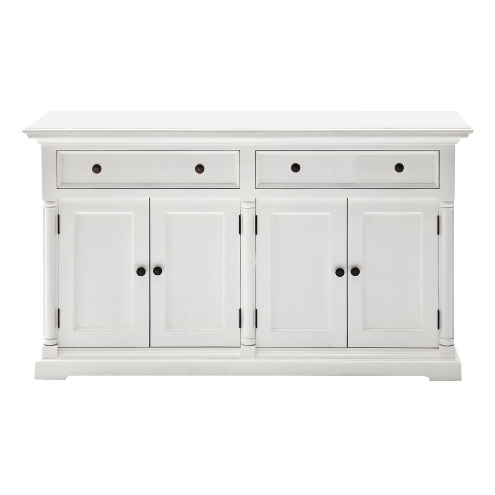 Dressoir Klievang Wit 145 cm met 2 lades en 4 deuren, strakke MDF afwerking en veel opbergruimte