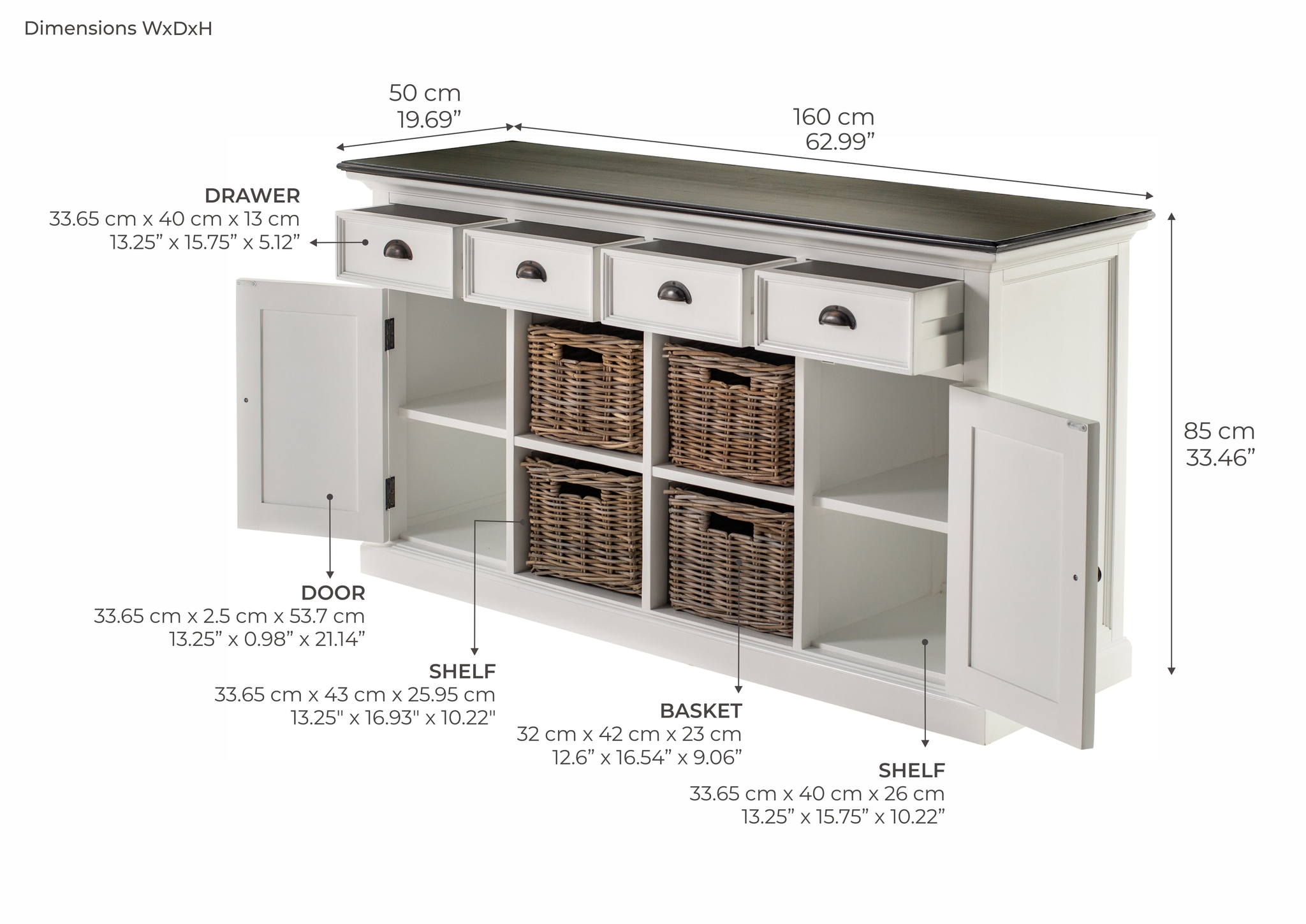 Mand Vooldek MDF Wit - Afbeelding 3