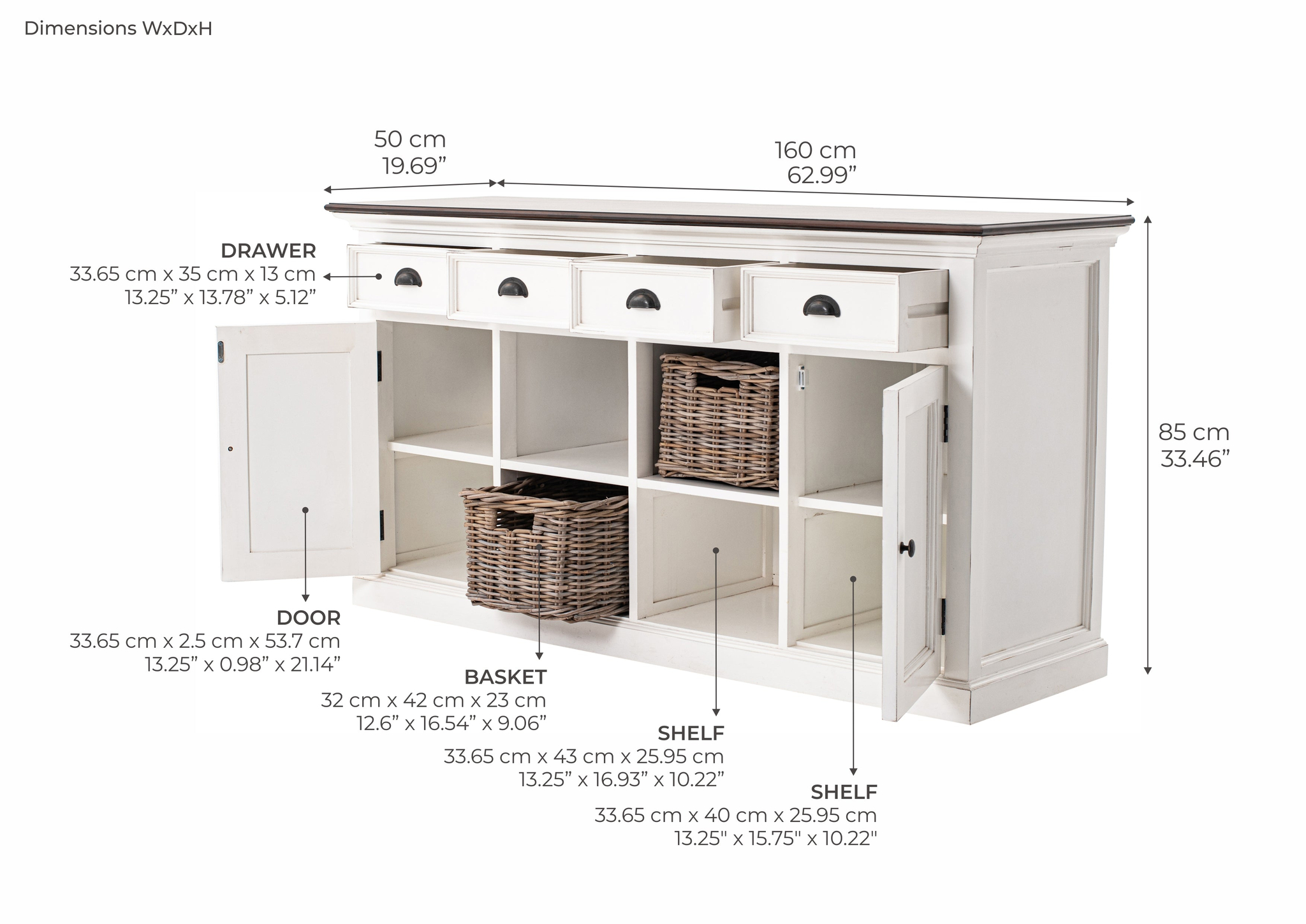Mand Breedand MDF Wit - Afbeelding 3
