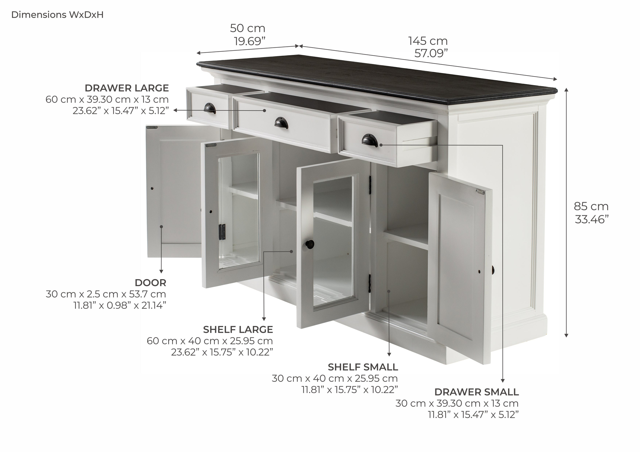 Ladekast Durdone Wit 145 cm - Afbeelding 3