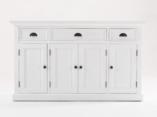 Witte Ladekast Preetaro met 3 lades en 4 deuren, MDF, royale opbergruimte en klassieke details