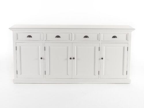 Wit dressoir Breerol met 4 lades, 4 deuren en klassieke handgrepen in MDF