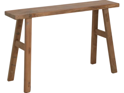 Foommum teak naturel bankje met slank design en warme houtnerf