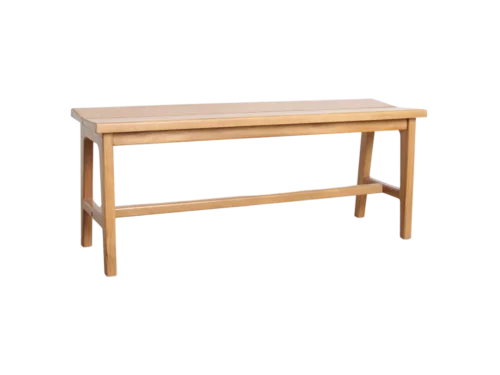 Bankje Vito in beige teakhout met strak tijdloos design en open onderstel, 120 cm lang