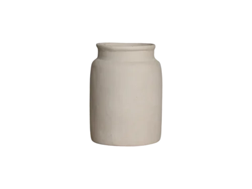 Vaas Trirnano Papier Naturel met matte, steenachtige afwerking in zachte naturel tint