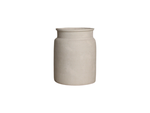 Vaas Beivun Papier Naturel, matte beige papier-maché vaas met steenachtige uitstraling voor droogbloemen
