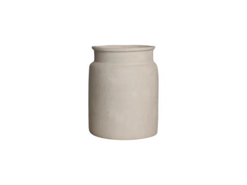 Vaas Beivun Papier Naturel, matte beige papier-maché vaas met steenachtige uitstraling voor droogbloemen