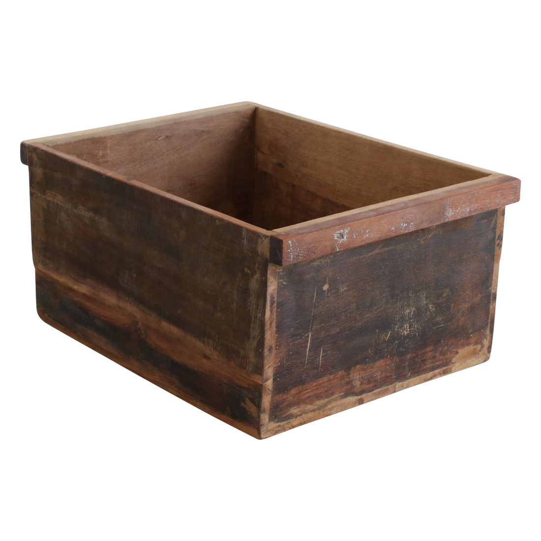 Rautena houten opbergbox bruin, compact, robuust gerecycled hout met karakter