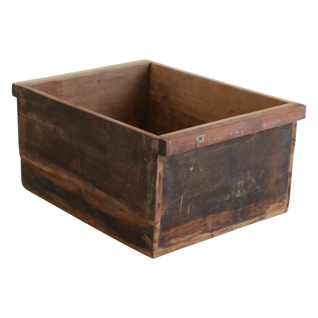 Rautena houten opbergbox bruin, compact, robuust gerecycled hout met karakter