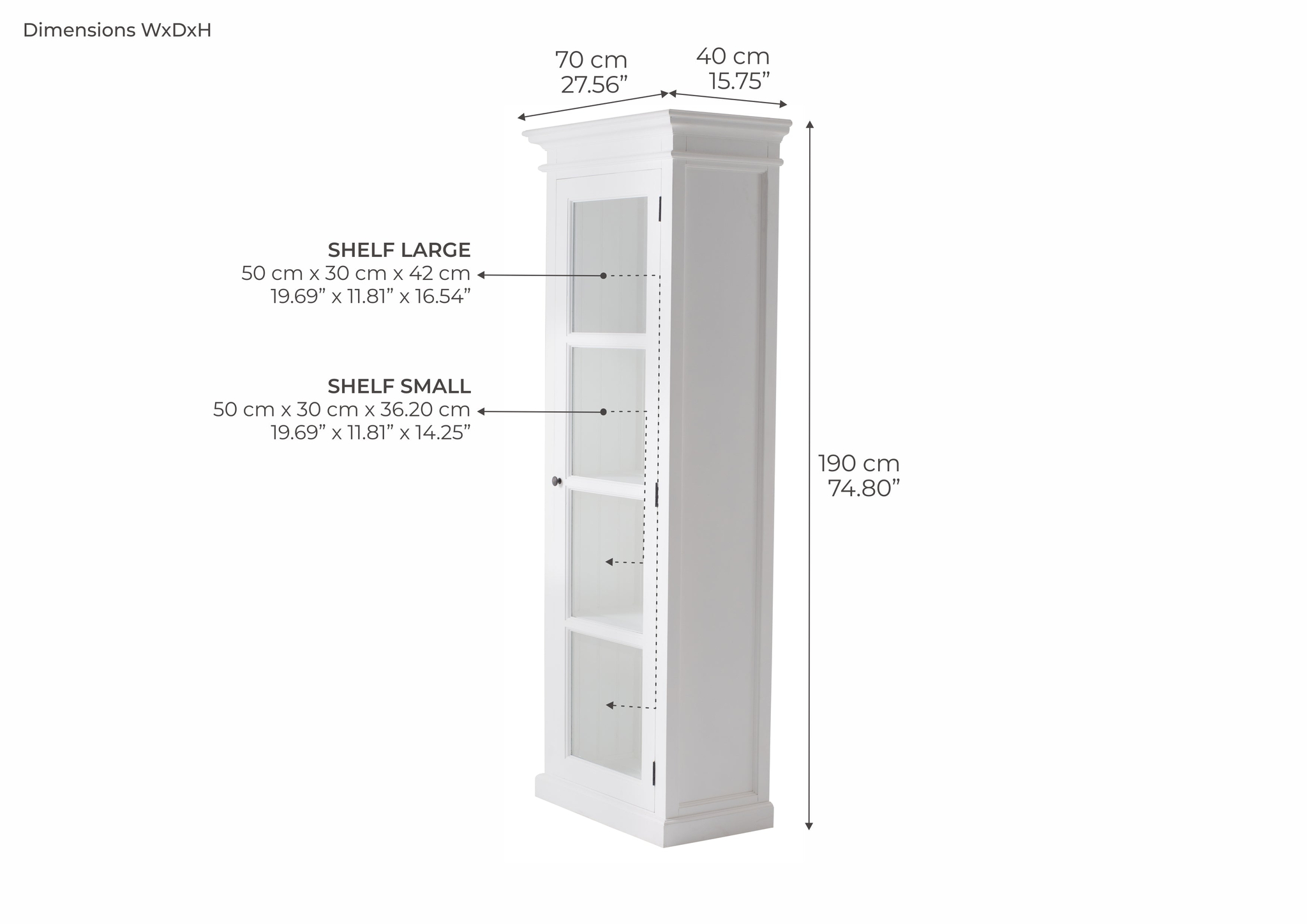 Vitrinekast Kommano Wit 50 cm - Afbeelding 6