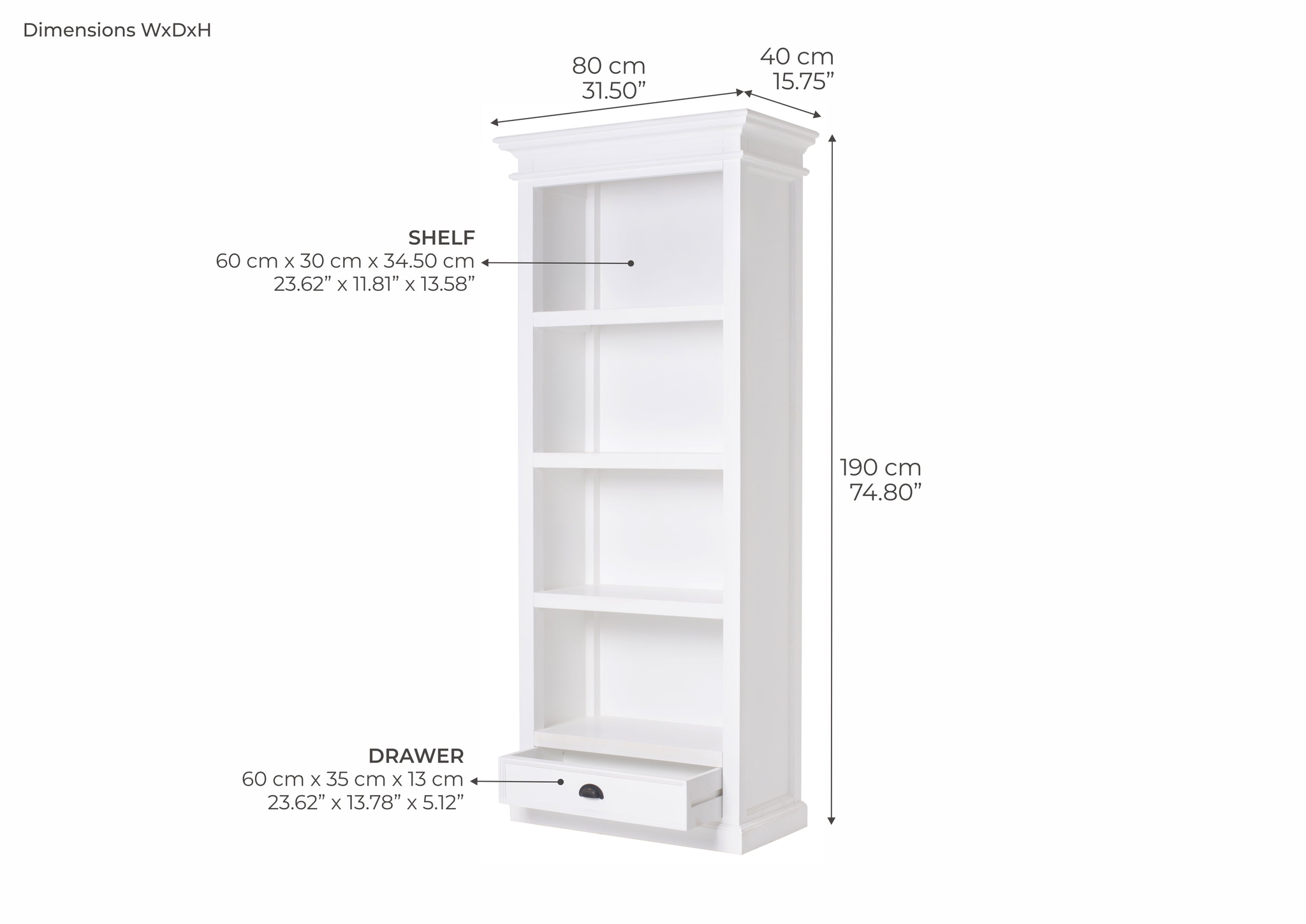 Boekenkast Jikes Wit 80 cm - Afbeelding 6