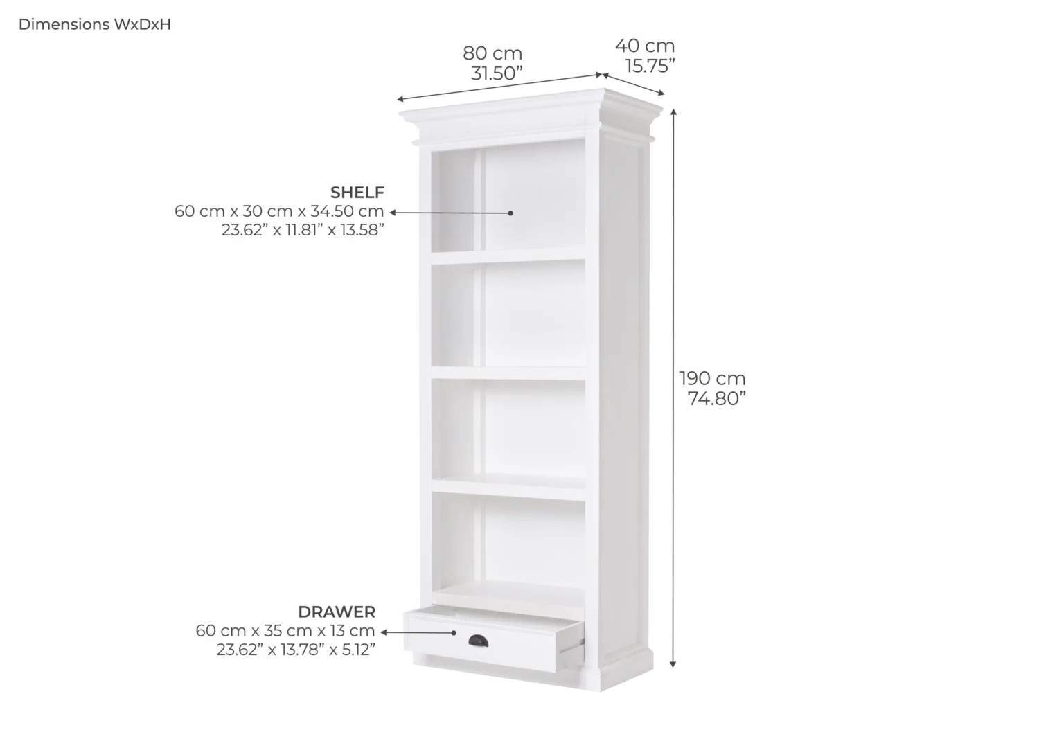 Boekenkast Jikes Wit 80 cm - Afbeelding 6