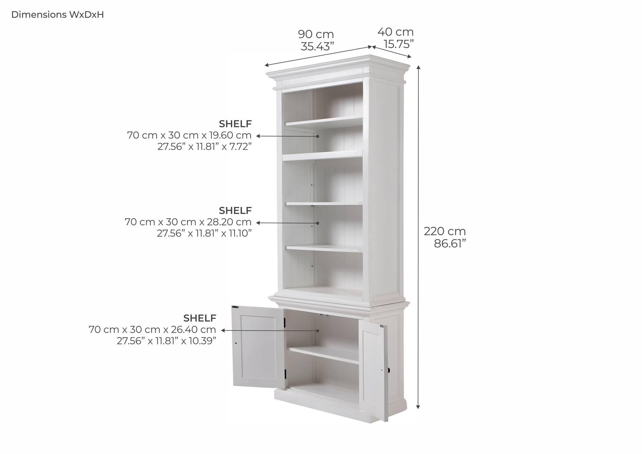 Boekenkast Mauvond Wit 90 cm - Afbeelding 8