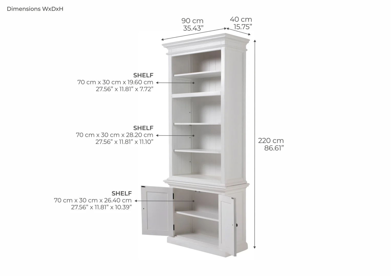 Boekenkast Mauvond Wit 90 cm - Afbeelding 8