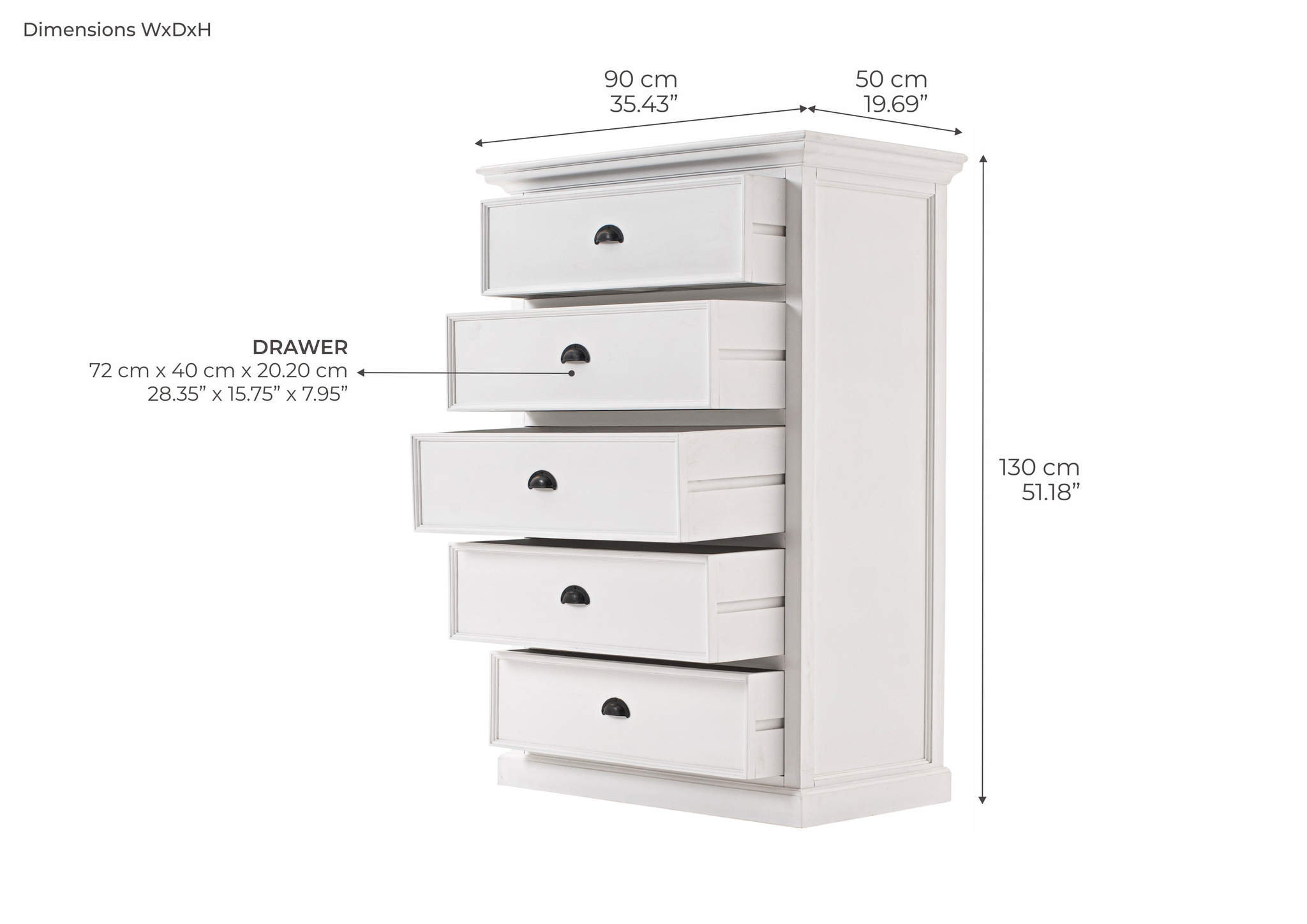 Ladekast Noosir Wit 90 cm - Afbeelding 3
