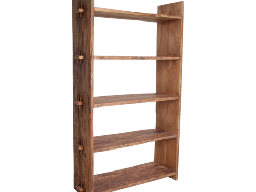 Neentoro houten opbergrek met 5 planken, bruine patina en robuuste, gerecyclede uitstraling