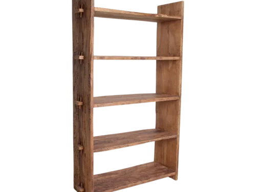 Neentoro houten opbergrek met 5 planken, bruine patina en robuuste, gerecyclede uitstraling