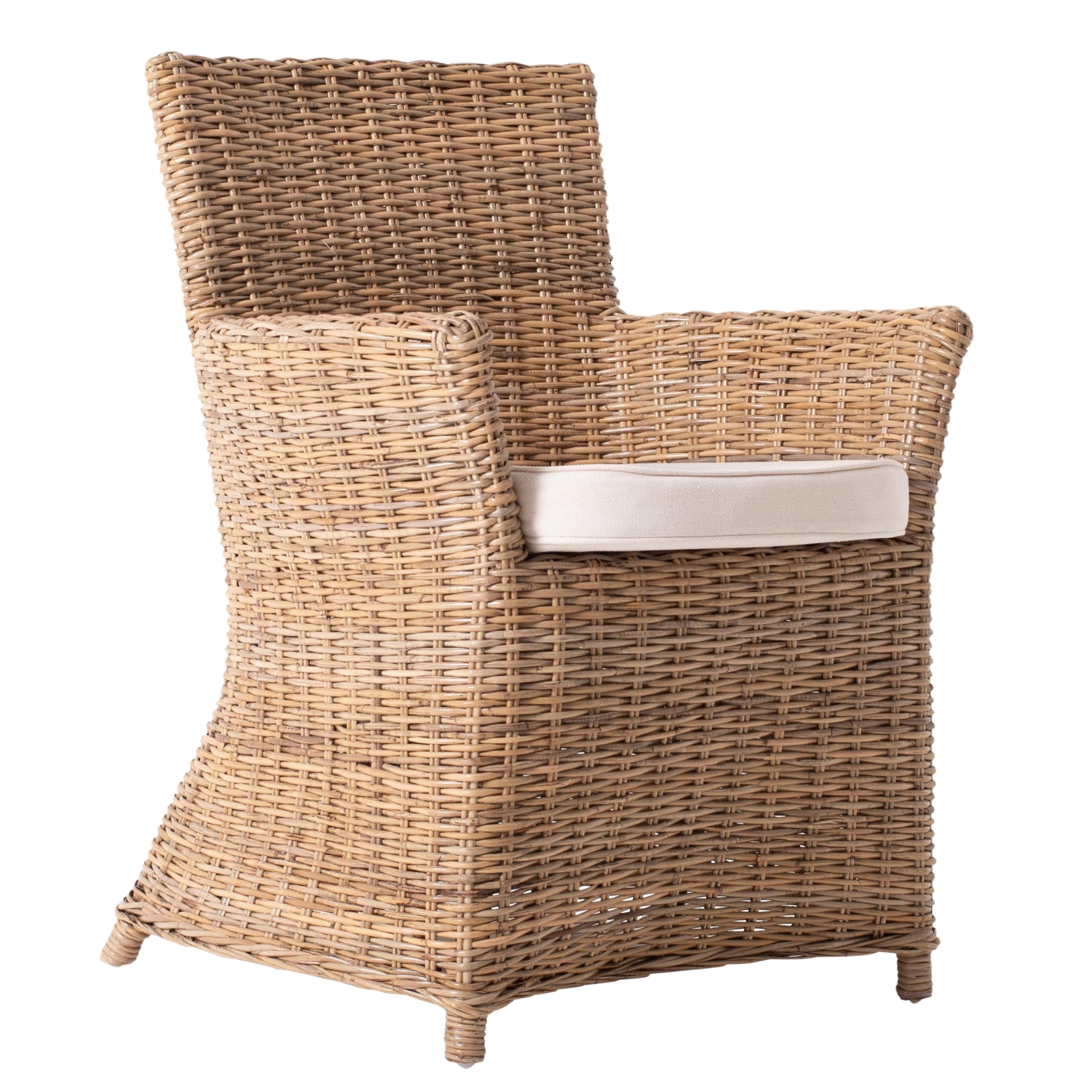 Fauteuil Flooltir van gevlochten MDF met witte zitting, set van 2, warm naturel en stijlvol voor de woonkamer