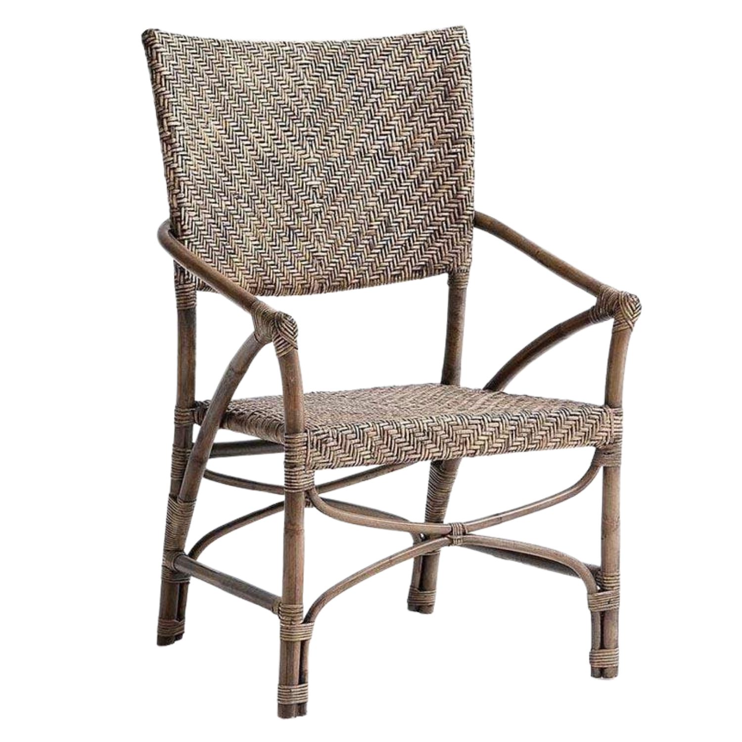 Fauteuil Veedane MDF wit, set van 2, met gevlochten zitting en rugleuning voor een moderne, lichte uitstraling
